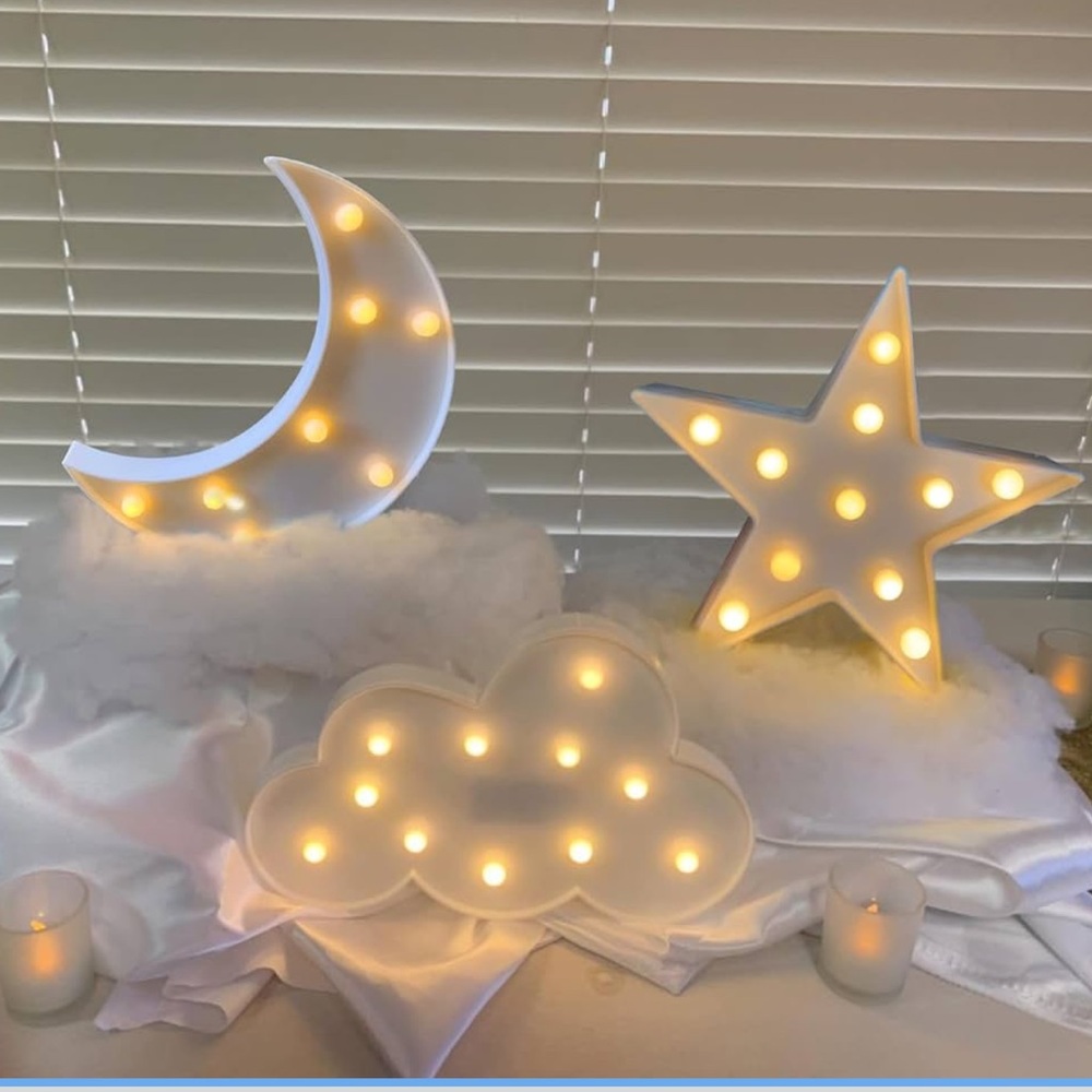Source Unknown White Moon Star Cloud LED Night Lights